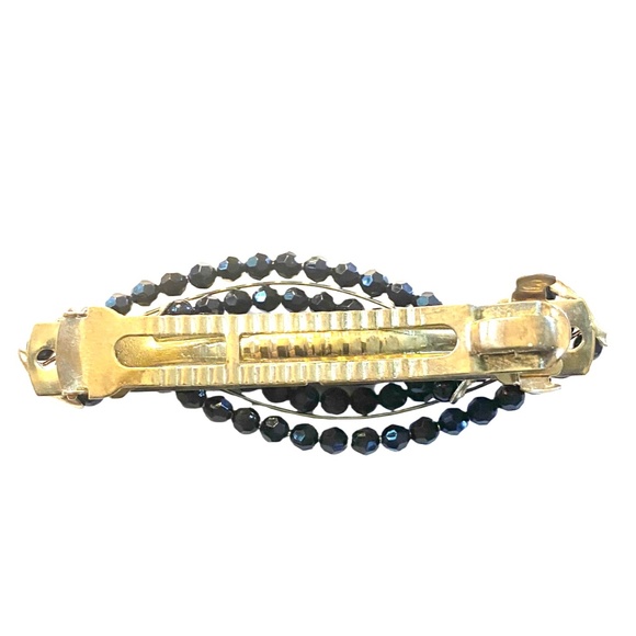 Vintage Style Beaded Black Barrette Duo - Picture 5 of 6